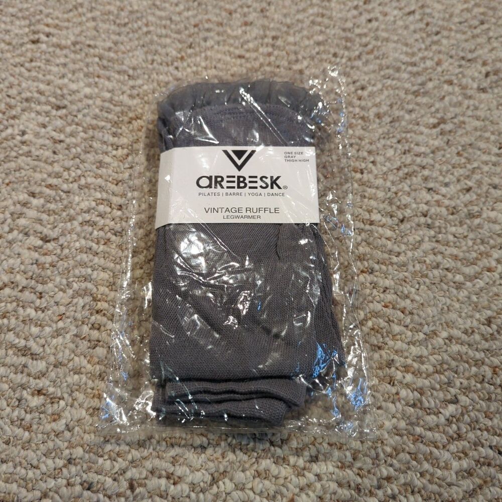 Free People Arebesk Legwarmers Vintage Ruffle Gray Pilates Yoga Dance Barre